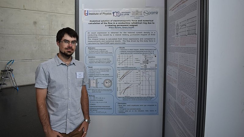 Doctoral student Didzis Berenis studies permanent magnet stirring of metals 